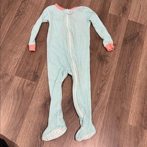 Gerber Aqua and Peach Striped Footie